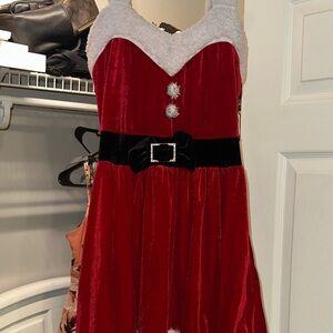 Juniors Red Santa Dress with Belt